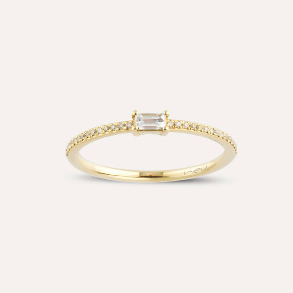 0.22 CT Baguette Cut Diamond Yellow Gold Ring - 1