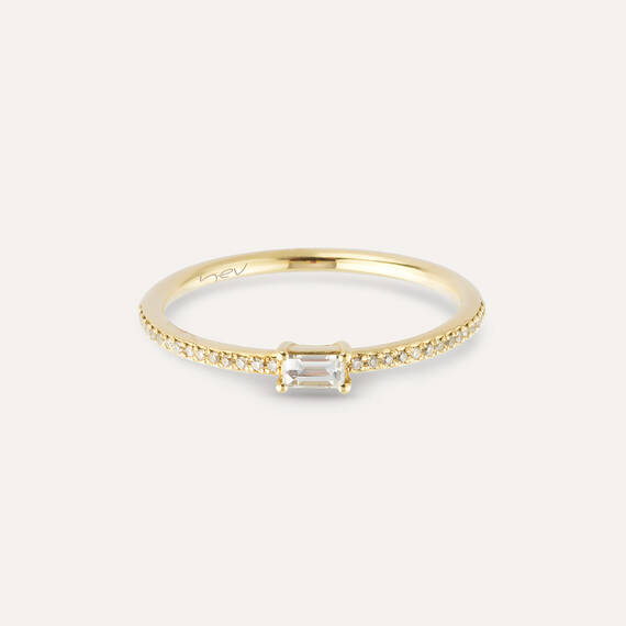 0.22 CT Baguette Cut Diamond Yellow Gold Ring - 4