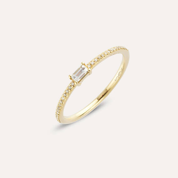 0.22 CT Baguette Cut Diamond Yellow Gold Ring - 5