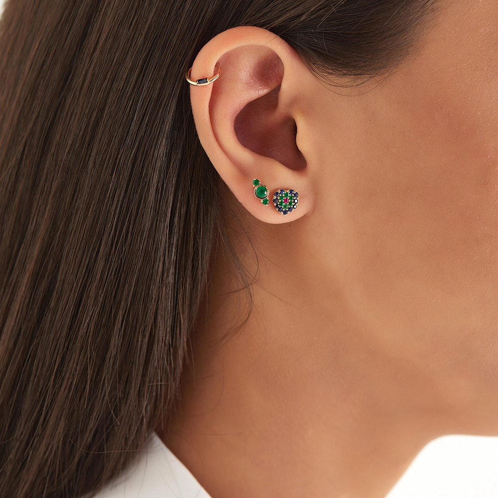 0.18 CT Emerald Rose Gold Single Earring - 2