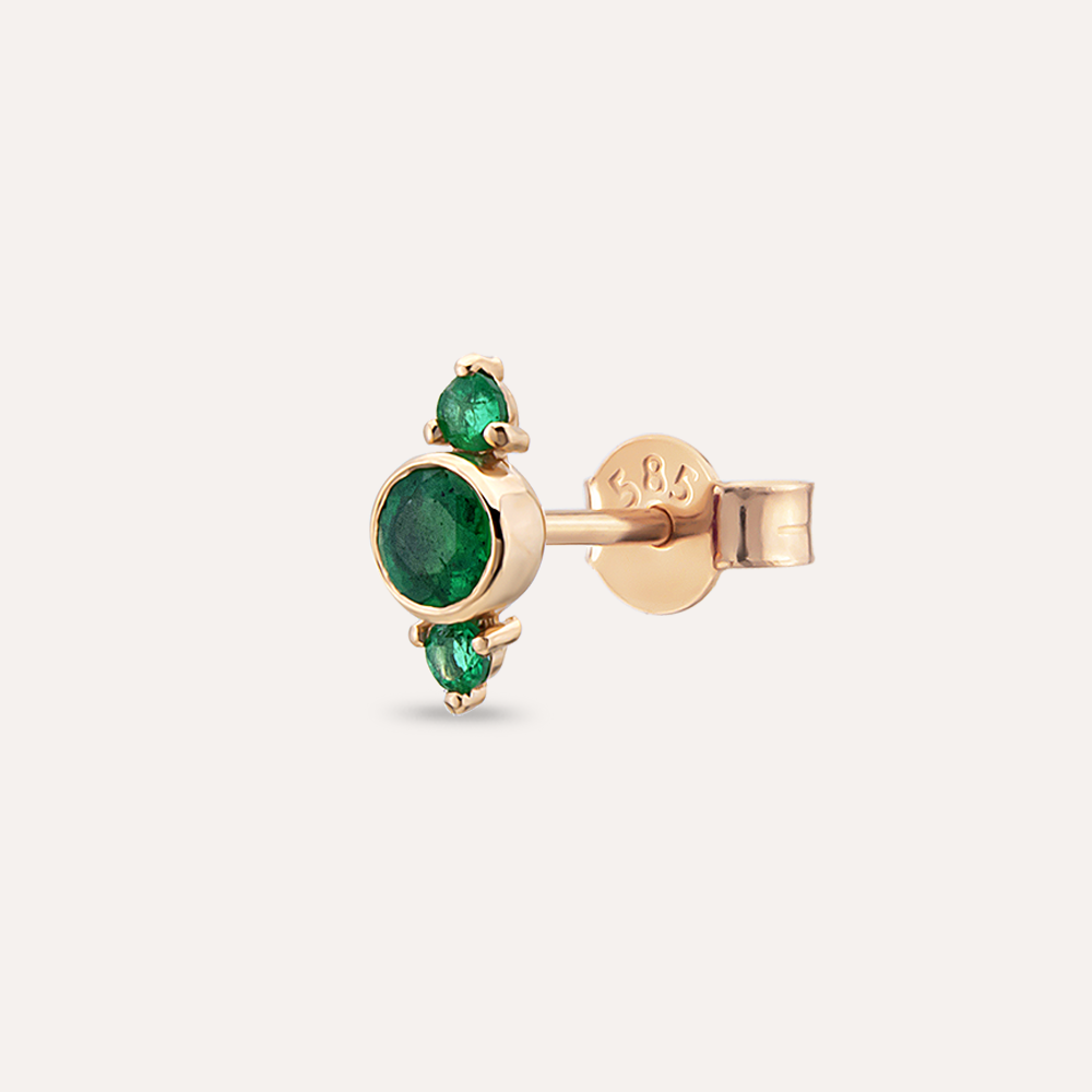 0.18 CT Emerald Rose Gold Single Earring - 1