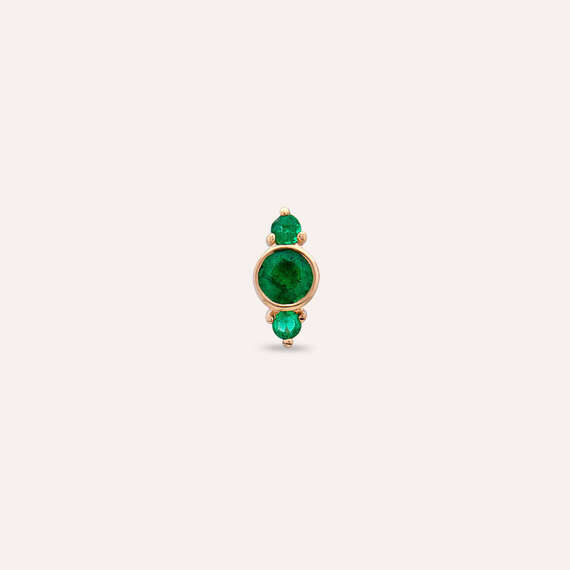 0.18 CT Emerald Rose Gold Single Earring - 4