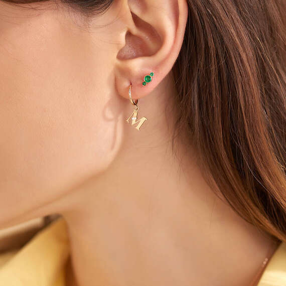 0.18 CT Emerald Rose Gold Single Earring - 3