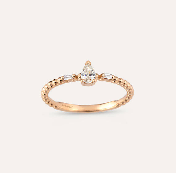 0.22 CT Pear Cut Diamond Rose Gold Ring - 1
