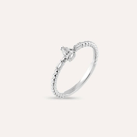 0.22 CT Pear Cut Diamond White Gold Ring - 4
