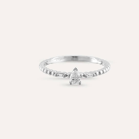 0.22 CT Pear Cut Diamond White Gold Ring - 5