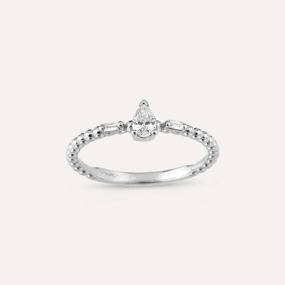 0.22 CT Pear Cut Diamond White Gold Ring - 1