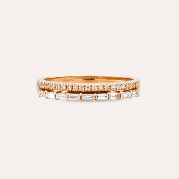 0.24 CT Baguette Cut Diamond Double Row Ring - 6