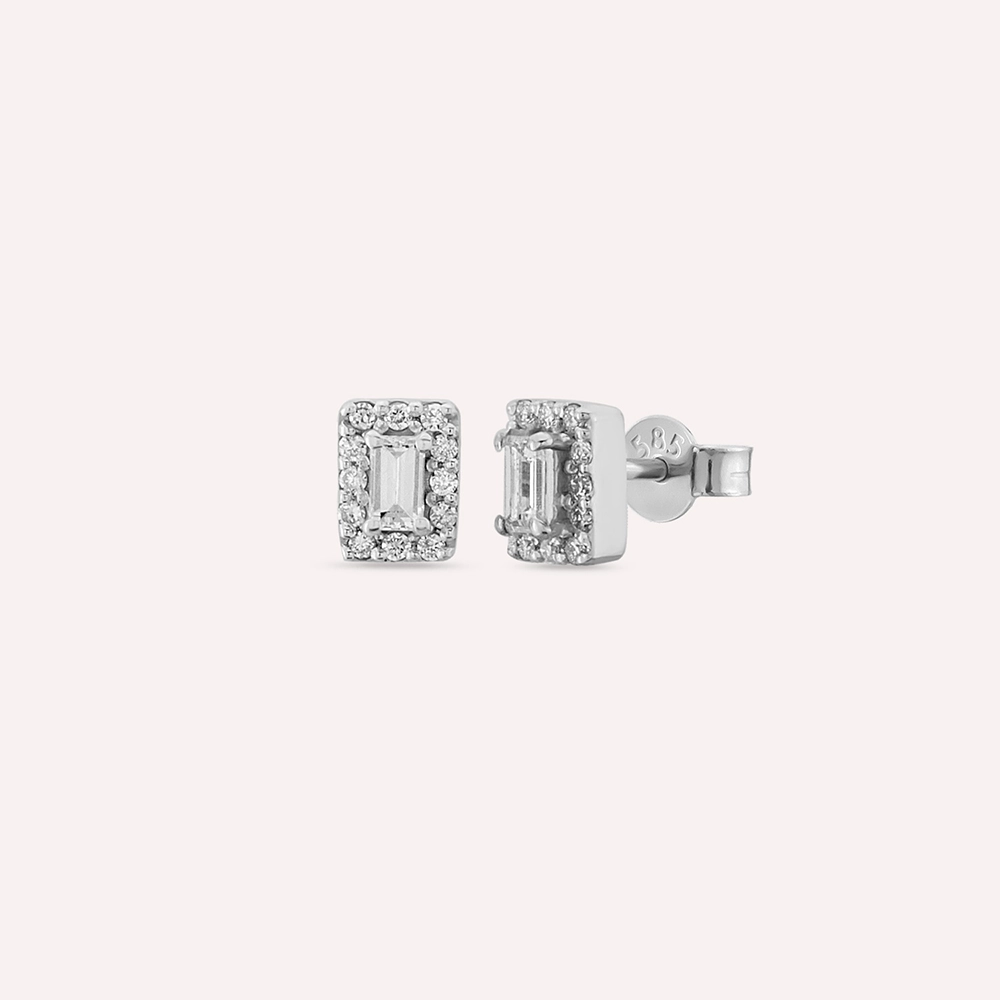 0.24 CT Baguette Cut Diamond White Gold Earring - 1