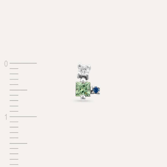 0.24 CT Green Sapphire and Blue Sapphire Mini Single Earring - 4