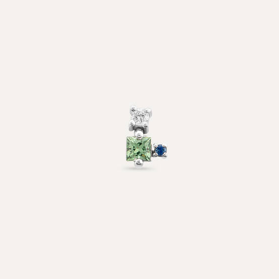 0.24 CT Green Sapphire and Blue Sapphire Mini Single Earring - 3