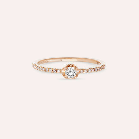 0.24 CT Pırlanta Taşlı Rose Altın Yüzük - 4