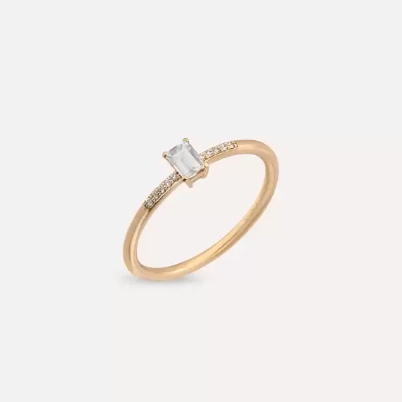 0.25 CT Baget Pırlanta Taşlı Rose Altın Yüzük - 3