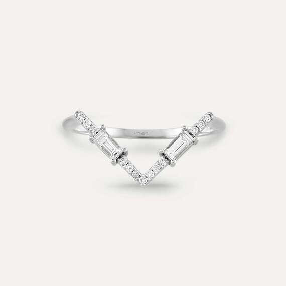 0.25 CT Baguette Cut Diamond Chevron Ring - 2