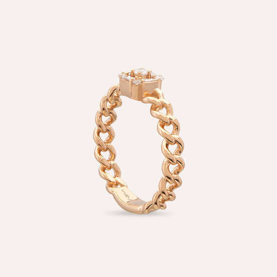 0.25 CT Baguette Diamond Rose Gold Chain Ring - 6