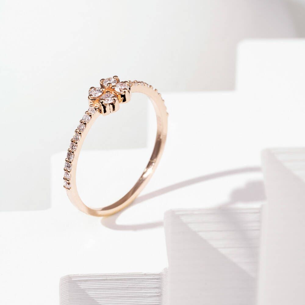 Fortune Diamond Rose Gold Clover Ring 