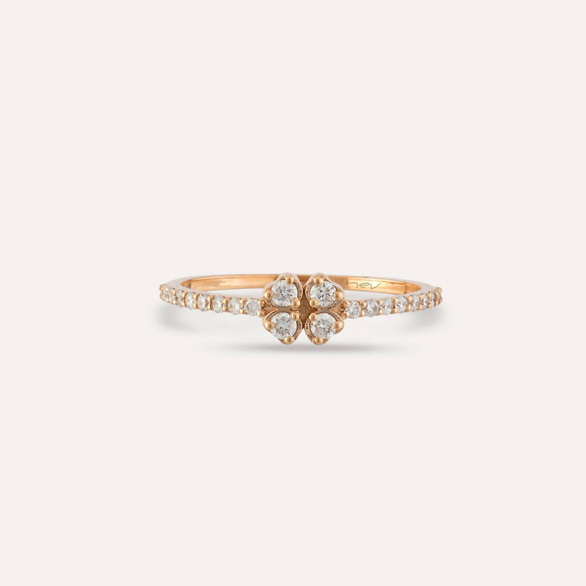 Fortune Diamond Rose Gold Clover Ring 