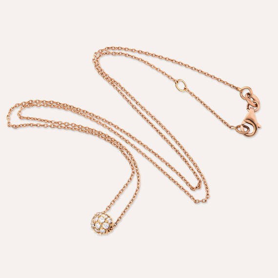 0.25 CT Pırlanta Taşlı Rose Altın Top Kolye - 3