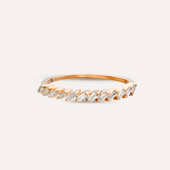 0.26 CT Baguette Cut Diamond Rose Gold Half Eternity Ring - 3