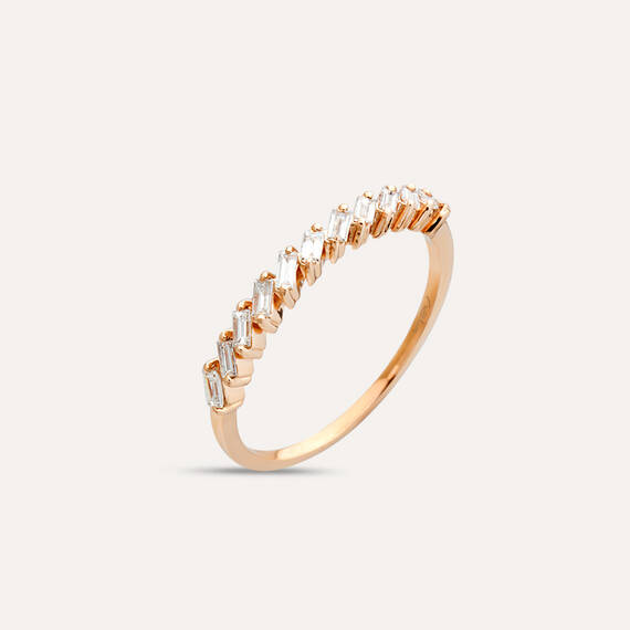 0.26 CT Baguette Cut Diamond Rose Gold Half Eternity Ring - 5