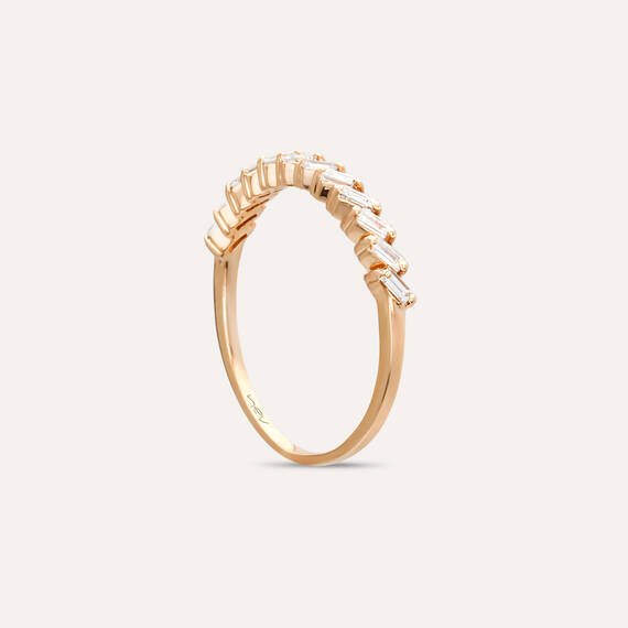 0.26 CT Baguette Cut Diamond Rose Gold Half Eternity Ring - 7