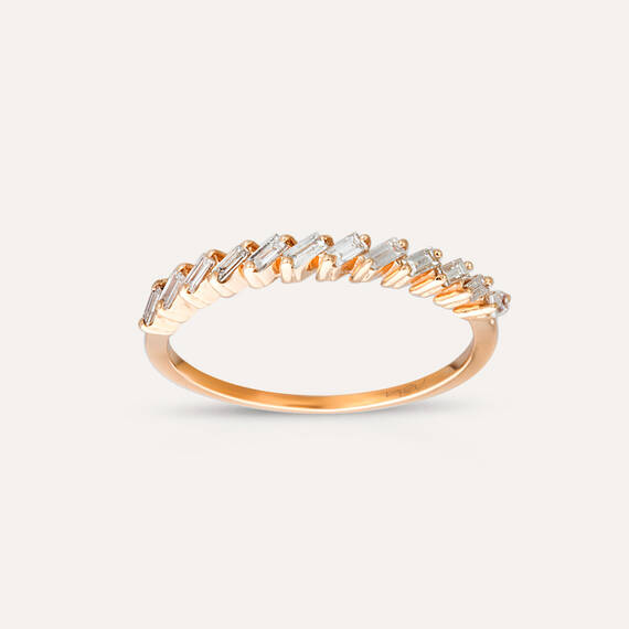 0.26 CT Baguette Cut Diamond Rose Gold Half Eternity Ring - 1