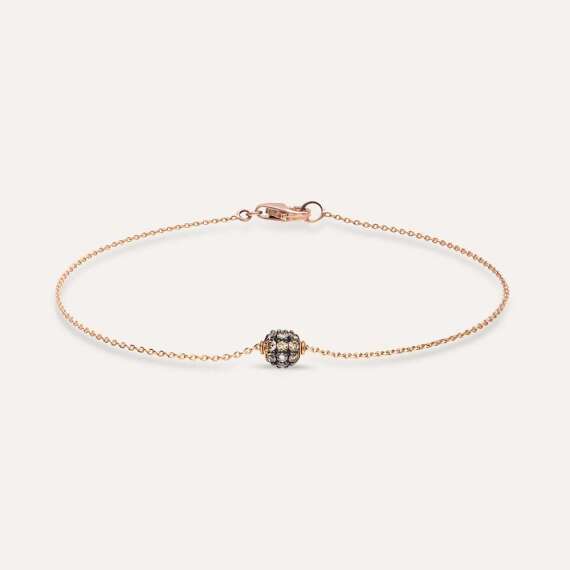 0.26 CT Brown Diamond Rose Gold Sphere Bracelet - 1