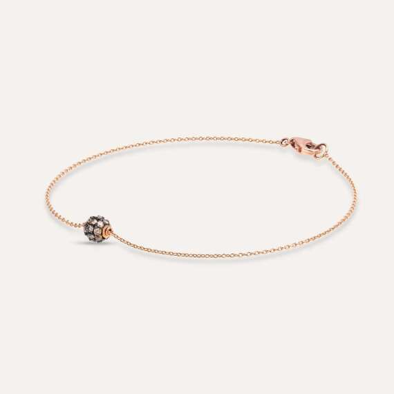 0.26 CT Brown Pırlanta Taşlı Rose Altın Top Bileklik - 5
