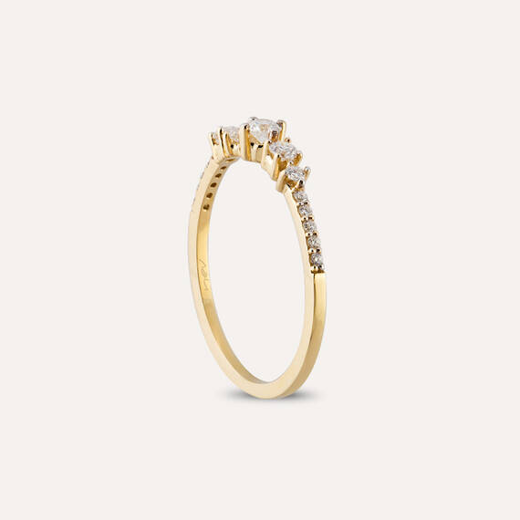 0.26 CT Diamond Yellow Gold Ring - 4