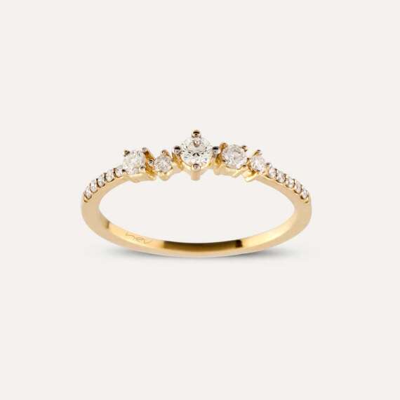 0.26 CT Diamond Yellow Gold Ring - 1