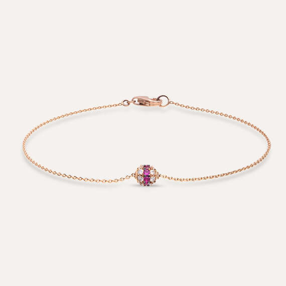 0.26 CT Ruby and Diamond Rose Gold Sphere Bracelet - 1