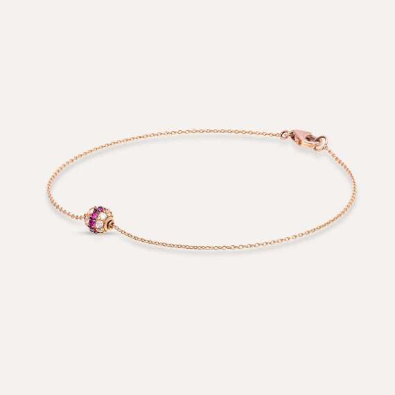 0.26 CT Ruby and Diamond Rose Gold Sphere Bracelet - 3