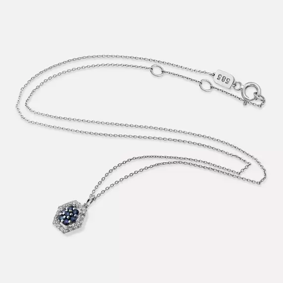0.26 CT Sapphire and Diamond White Gold Necklace - 3