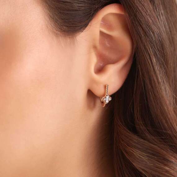 0.27 CT Baguette Cut Diamond Rose Gold Earring - 3