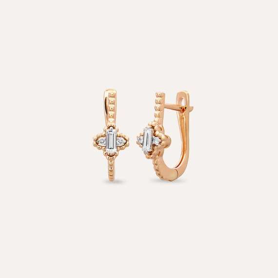0.27 CT Baguette Cut Diamond Rose Gold Earring - 2