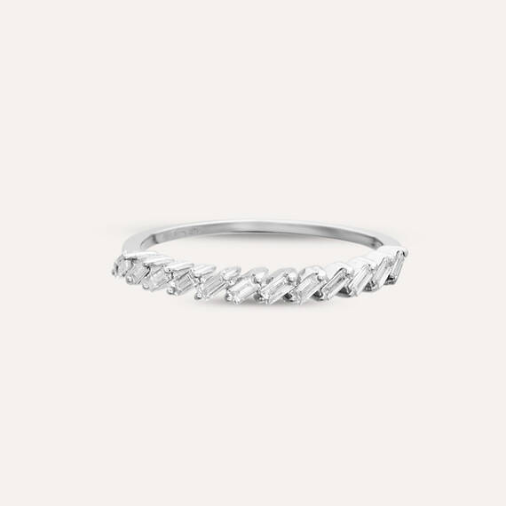 0.27 CT Baguette Cut Diamond White Gold Half Eternity Ring - 3