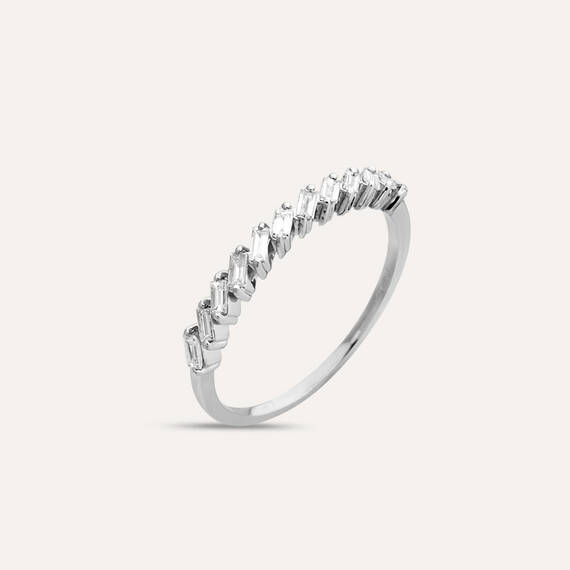 0.27 CT Baguette Cut Diamond White Gold Half Eternity Ring - 4