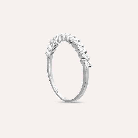 0.27 CT Baguette Cut Diamond White Gold Half Eternity Ring - 5