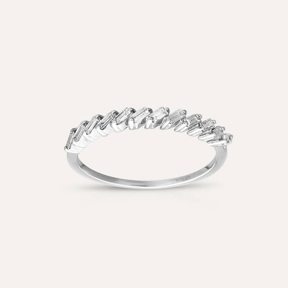 0.27 CT Baguette Cut Diamond White Gold Half Eternity Ring - 1