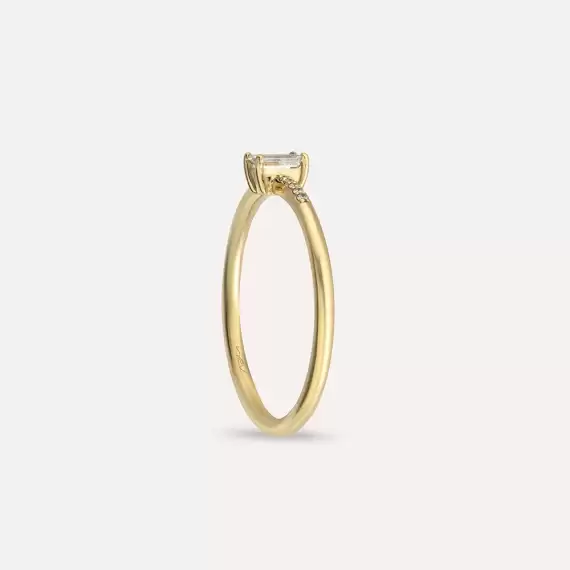 0.27 CT Baguette Cut Diamond Yellow Gold Ring - 5