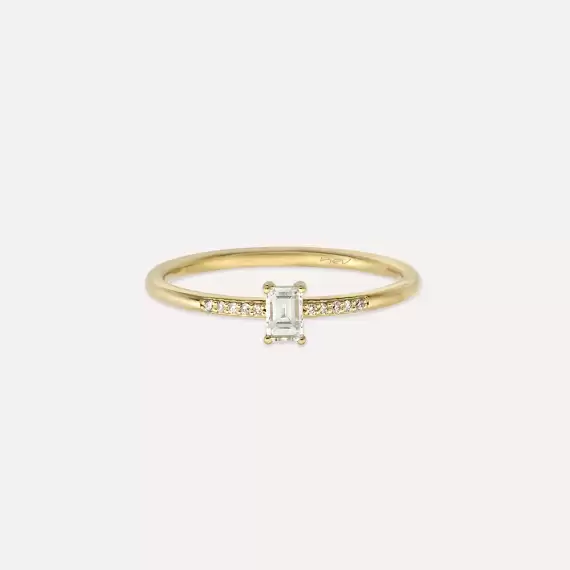 0.27 CT Baguette Cut Diamond Yellow Gold Ring - 4