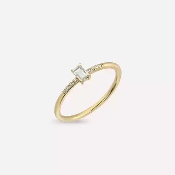 0.27 CT Baguette Cut Diamond Yellow Gold Ring - 3