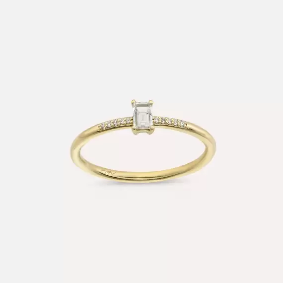 0.27 CT Baguette Cut Diamond Yellow Gold Ring - 1