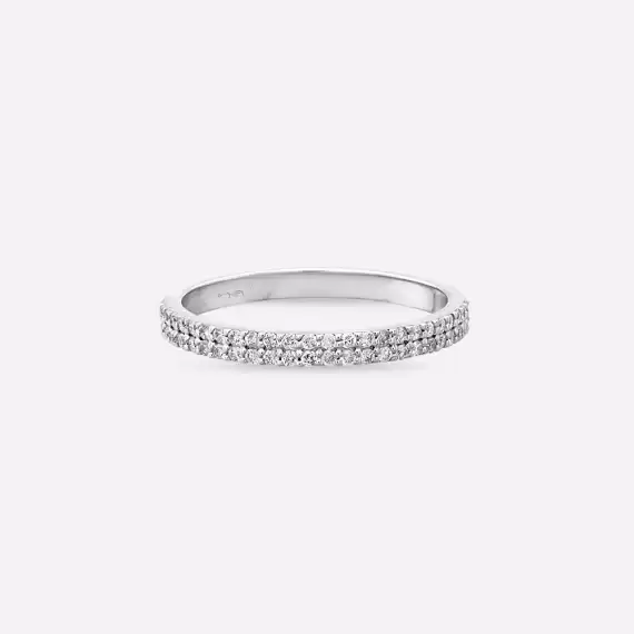 0.27 CT Diamond White Gold Half Eternity Ring - 4
