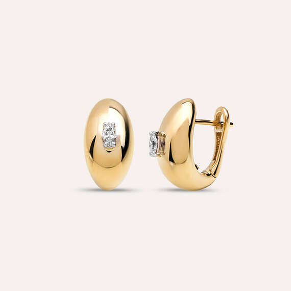 0.27 CT Marquise Cut Diamond Yellow Gold Earring - 2