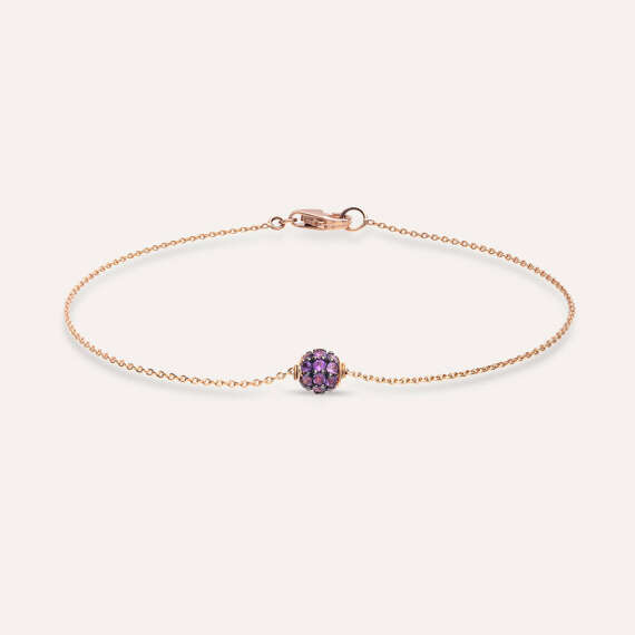 0.28 CT Amethyst Rose Gold Sphere Bracelet - 1