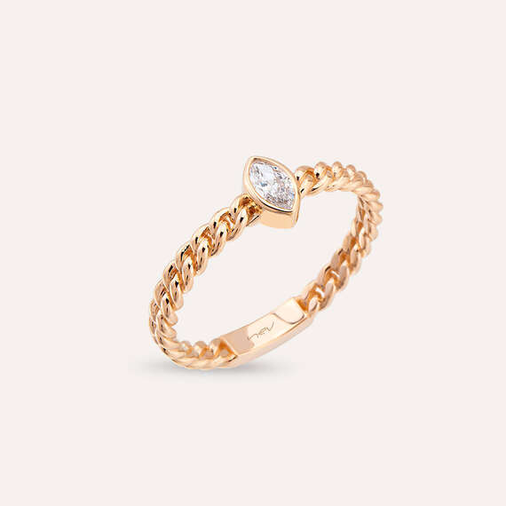 0.28 CT Marquise Cut Diamond Rose Gold Chain Ring - 2