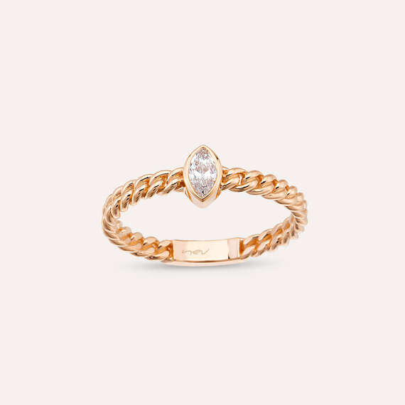 0.28 CT Marquise Cut Diamond Rose Gold Chain Ring - 1