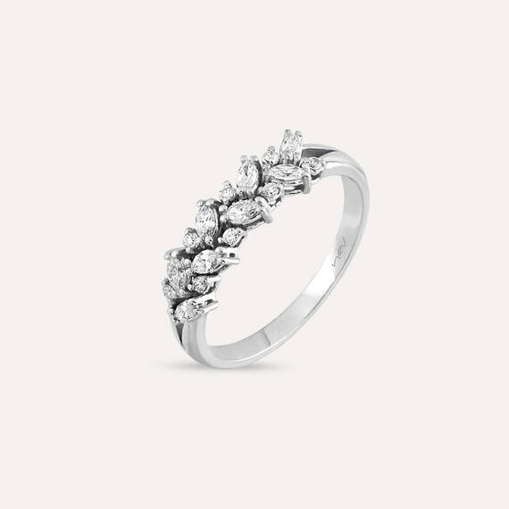 0.28 CT Marquise Cut Diamond White Gold Ring - 5