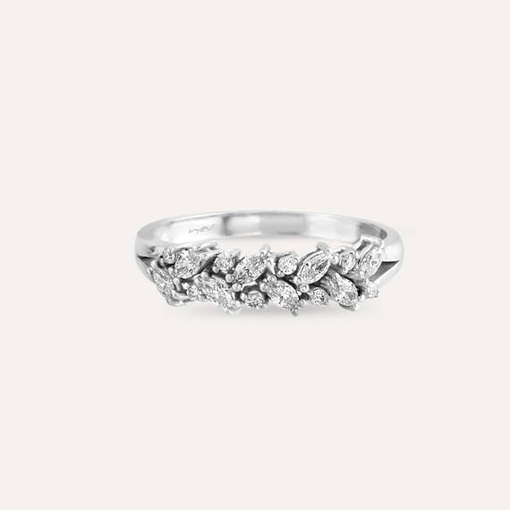0.28 CT Marquise Cut Diamond White Gold Ring - 6